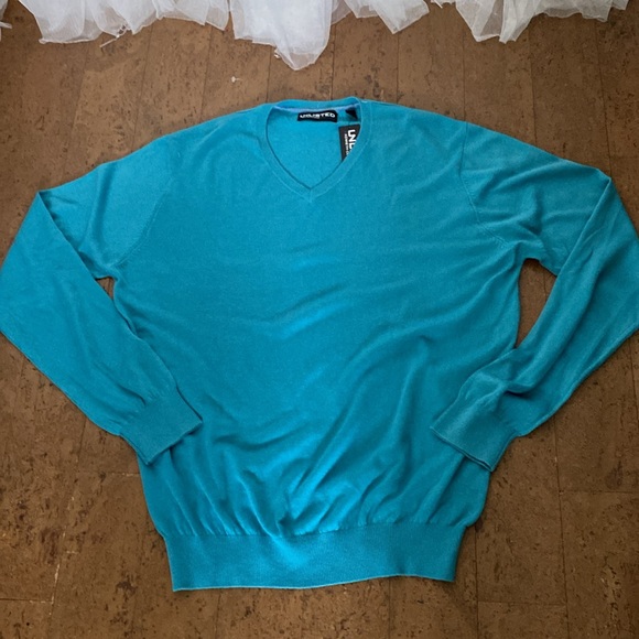 Unlisted Kenneth Cole men’s V-neck turquoise blue lightweight sweater! Size XL - Picture 7 of 12